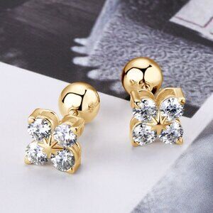 Moissanite 18K gold-plated Four-Leaf Clover Shape Earrings